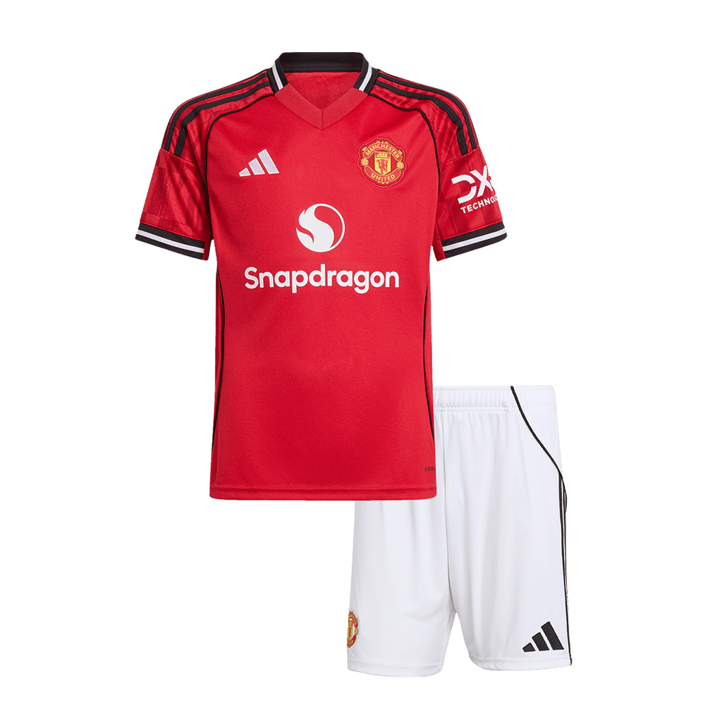 Kid's Manchester United Home Football Shirt Kit(Jersey+Shorts) 2025/26 Red