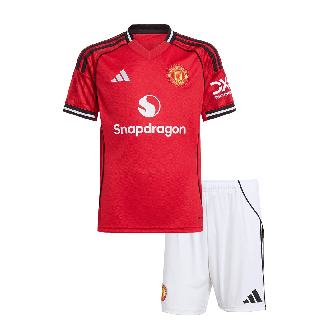 Kid's Manchester United Home Football Shirt Kit(Jersey+Shorts) 2025/26 Red