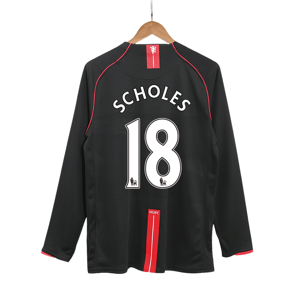 Retro SCHOLES #18 2007/08 Manchester United Away Long Sleeve Football Shirt