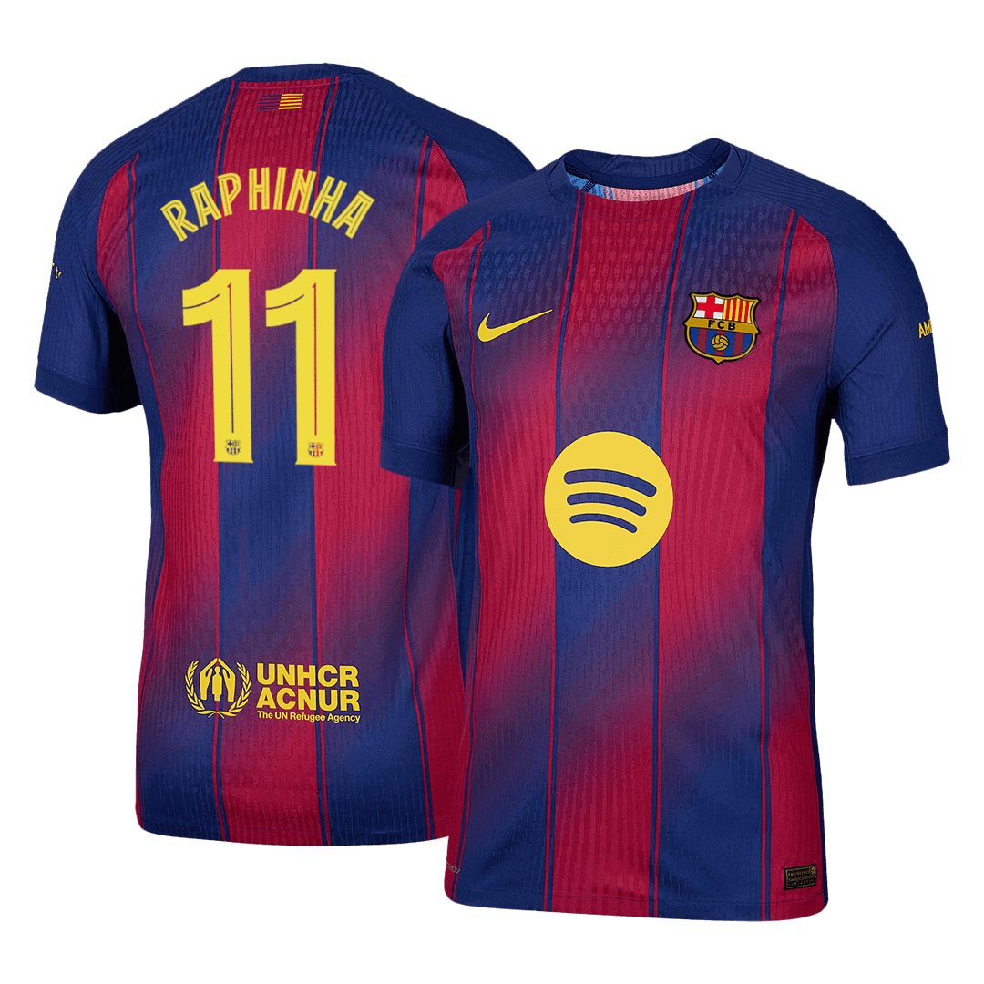Player Version RAPHINHA #11 Barcelona Home Football Shirt 2025/26 Red&Blue - UCL