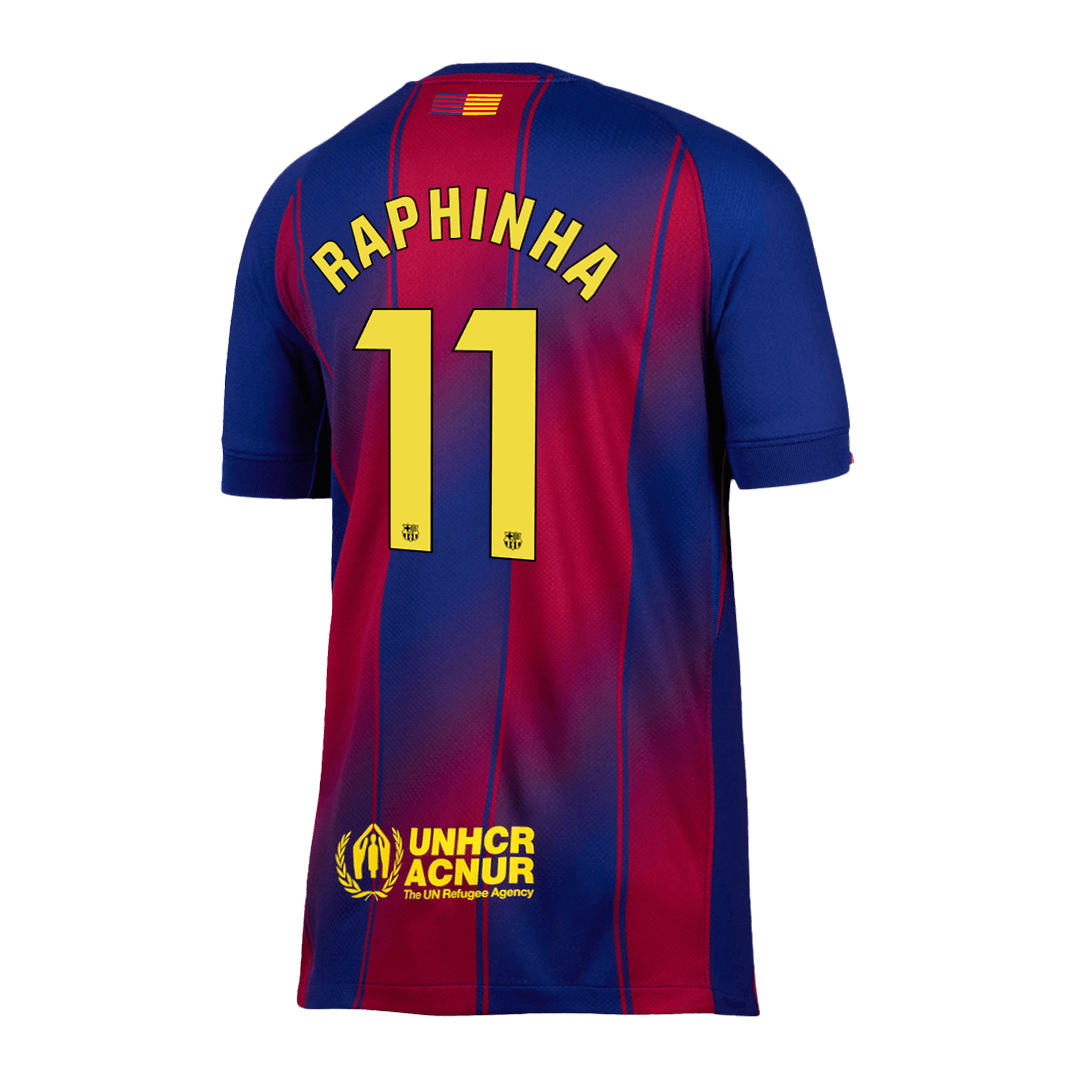 RAPHINHA #11 Barcelona Home Football Shirt 2025/26 Red&Blue