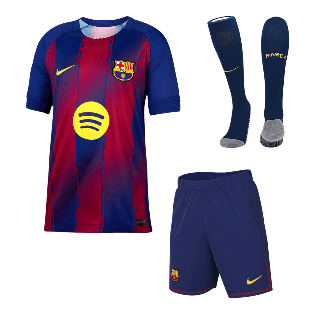 Kid's Barcelona Home Football Shirt Kit(Jersey+Shorts+Socks) 2025/26 Red&Blue