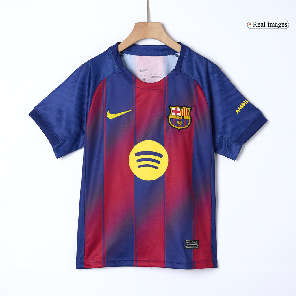 Kid's Barcelona Home Football Shirt Kit(Jersey+Shorts+Socks) 2025/26 Red&Blue