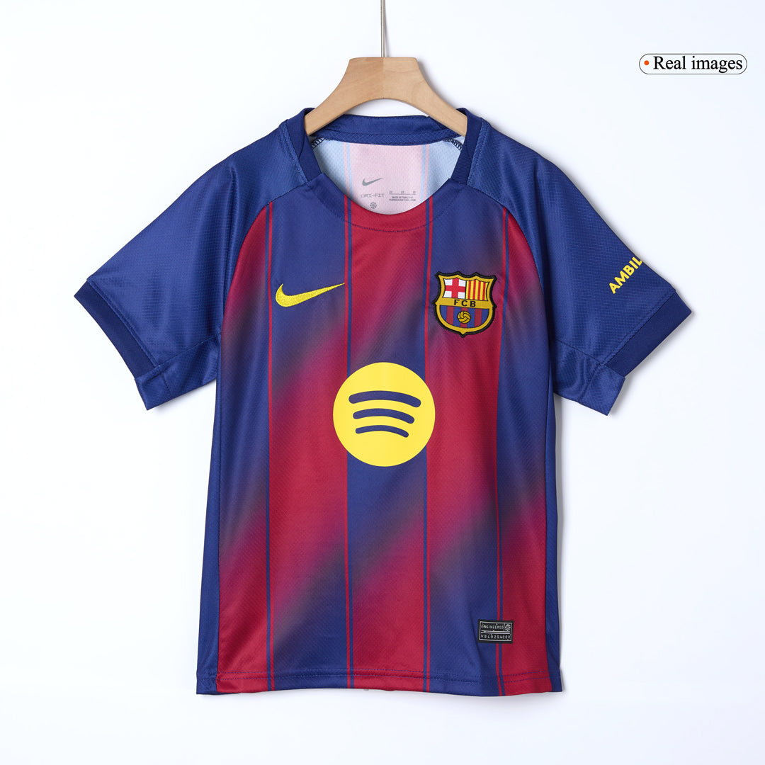 Kid's Barcelona Home Football Shirt Kit(Jersey+Shorts+Socks) 2025/26 Red&Blue