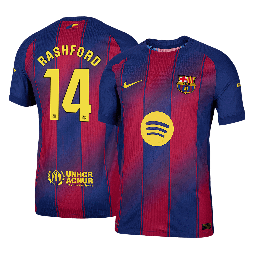 Player Version RASHFORD #14 Barcelona Home Football Shirt 2025/26 Red&Blue