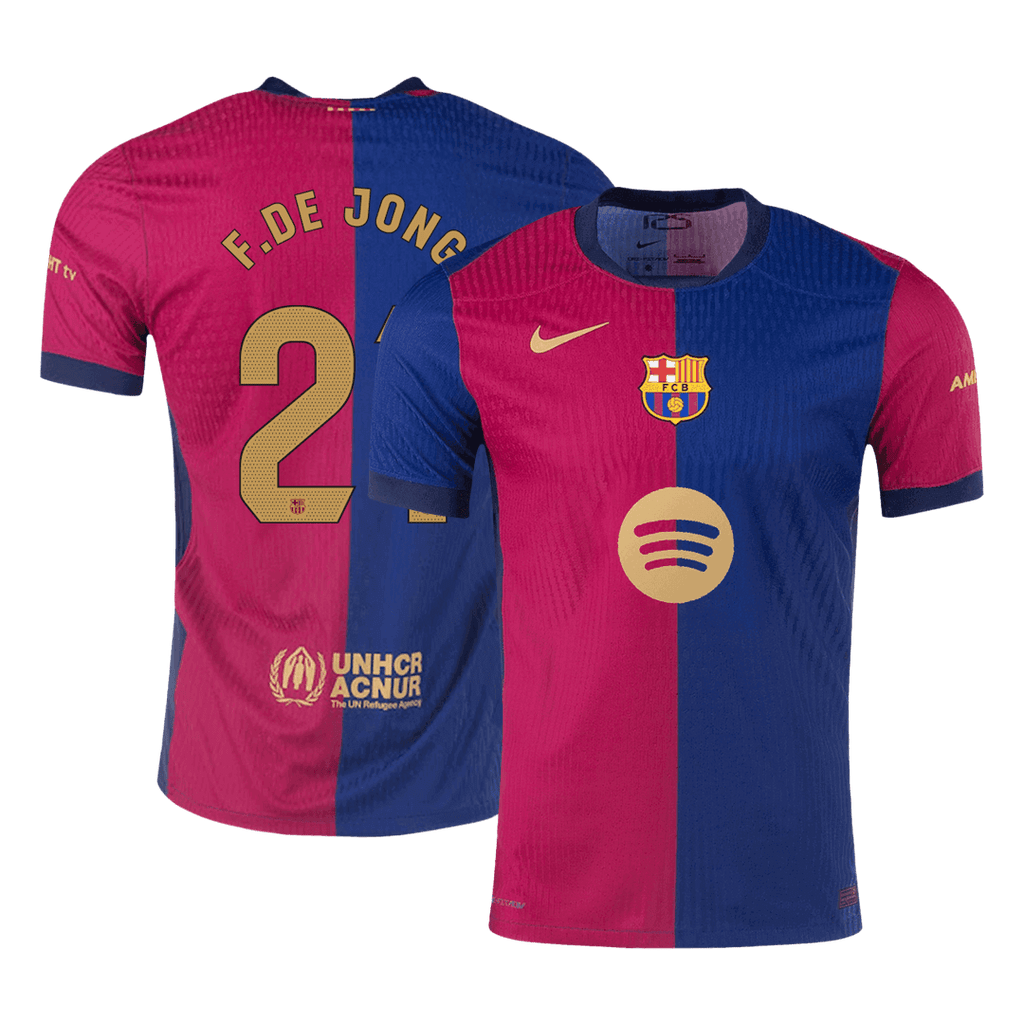 Player Version F.DE JONG #21 Barcelona Home Football Shirt 2024/25 - Spotify Logo Without Text