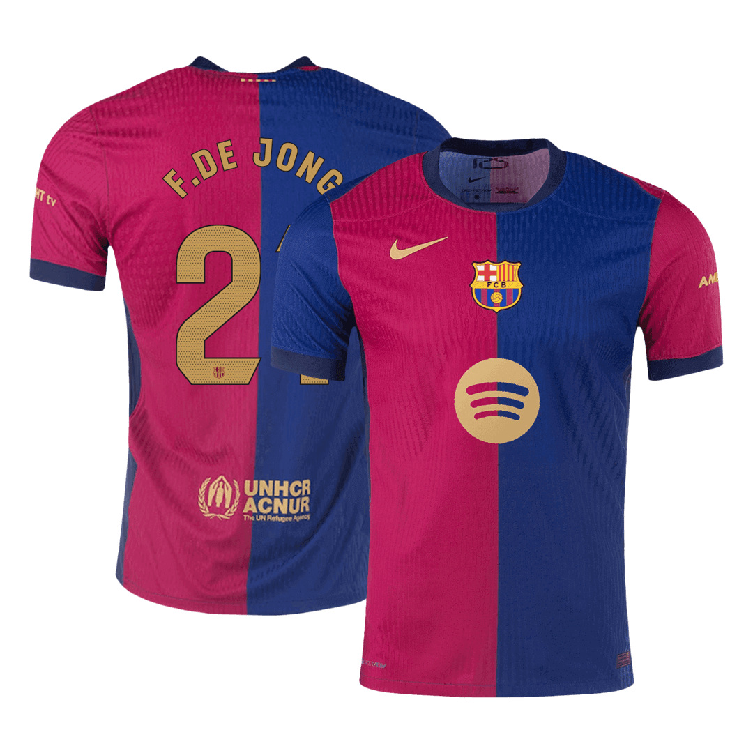 Player Version F.DE JONG #21 Barcelona Home Football Shirt 2024/25 - Spotify Logo Without Text