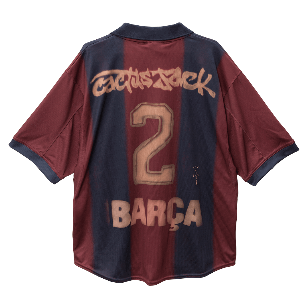 Retro 2000/01 Barcelona X CJ Home Football Shirt Red&Blue