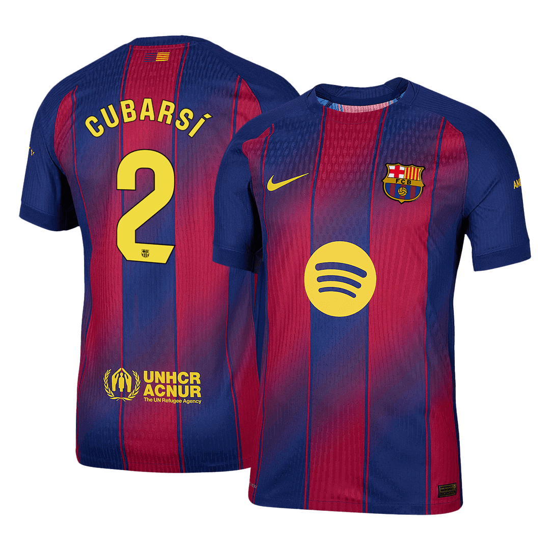 Player Version CUBARSÍ #2 Barcelona Home Football Shirt 2025/26 Red&Blue