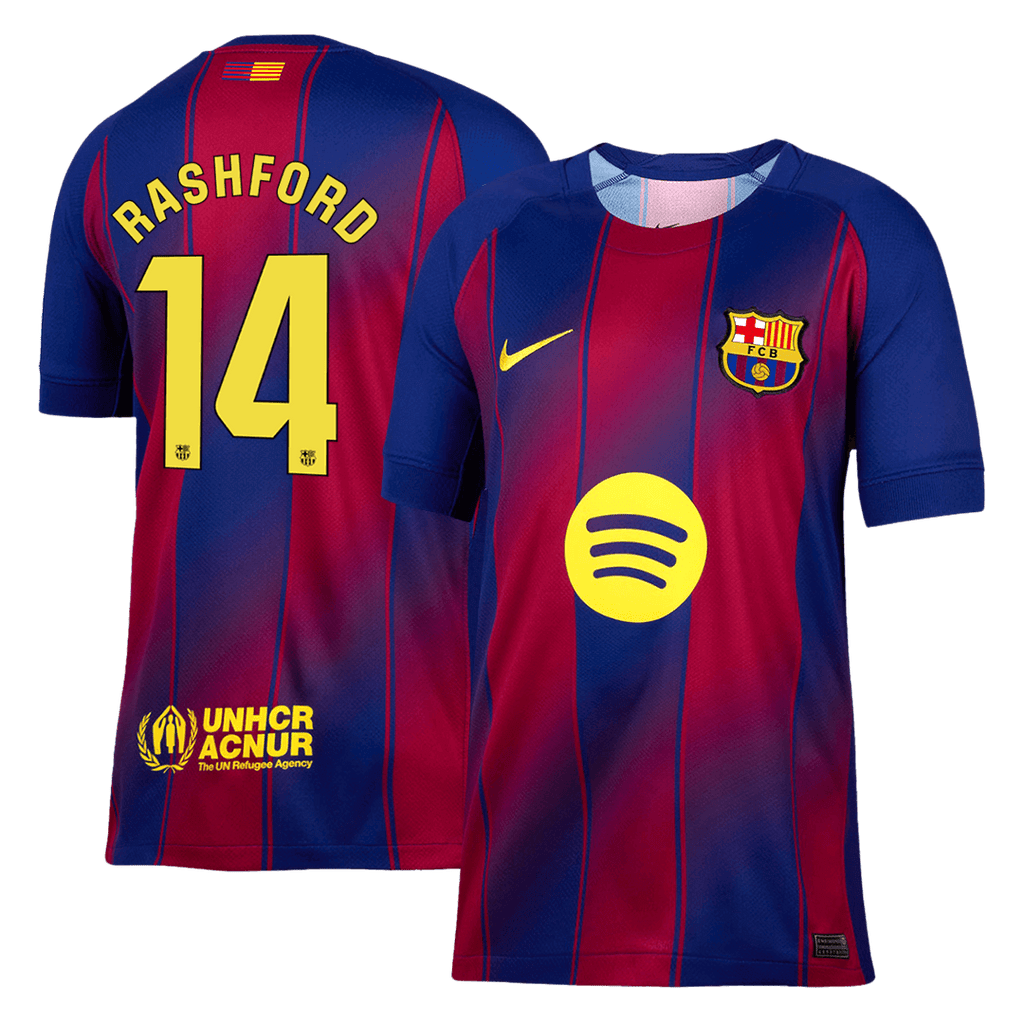 RASHFORD #14 Barcelona Home Football Shirt 2025/26 Red&Blue