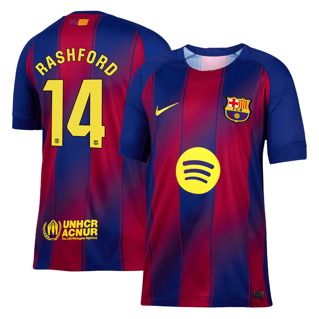 RASHFORD #14 Barcelona Home Football Shirt 2025/26 Red&Blue