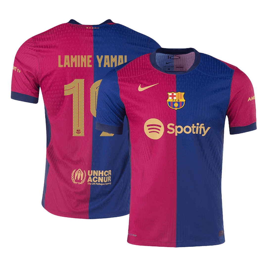 Player Version LAMINE YAMAL #19 Barcelona Home Football Shirt 2024/25 - UCL - old sponsor