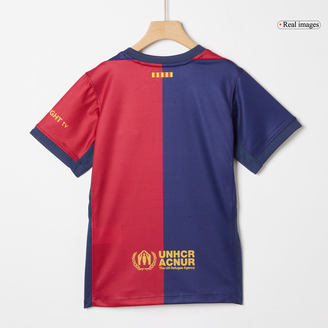 Kid's Barcelona X Coldplay Home Football Shirt Kit(Jersey+Shorts) 2024/25 Red&Blue