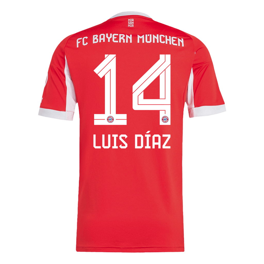 LUIS DÍAZ #14 Bayern Munich Home Football Shirt 2025/26 Red