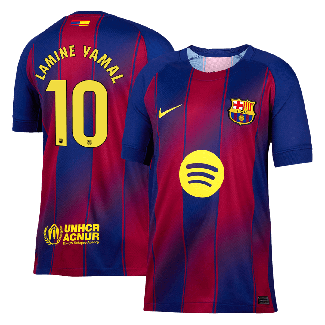 LAMINE YAMAL #10 Barcelona Home Football Shirt 2025/26 Red&Blue