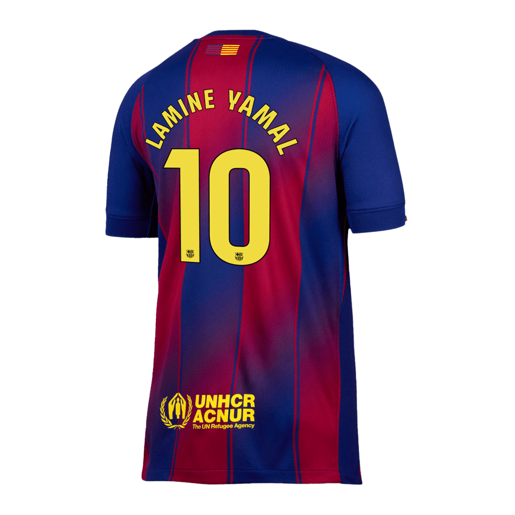 LAMINE YAMAL #10 Barcelona Home Football Shirt 2025/26 Red&Blue