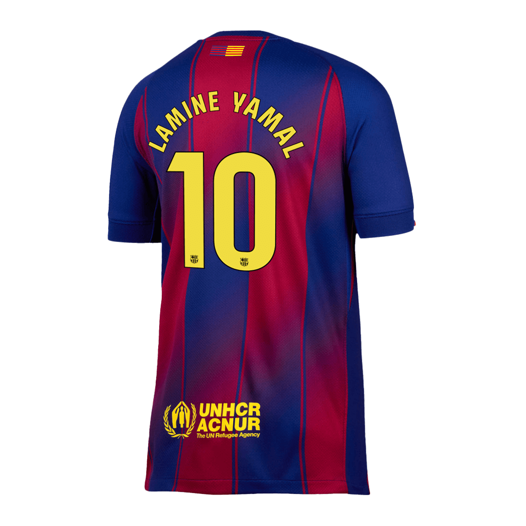 LAMINE YAMAL #10 Barcelona Home Football Shirt 2025/26 Red&Blue