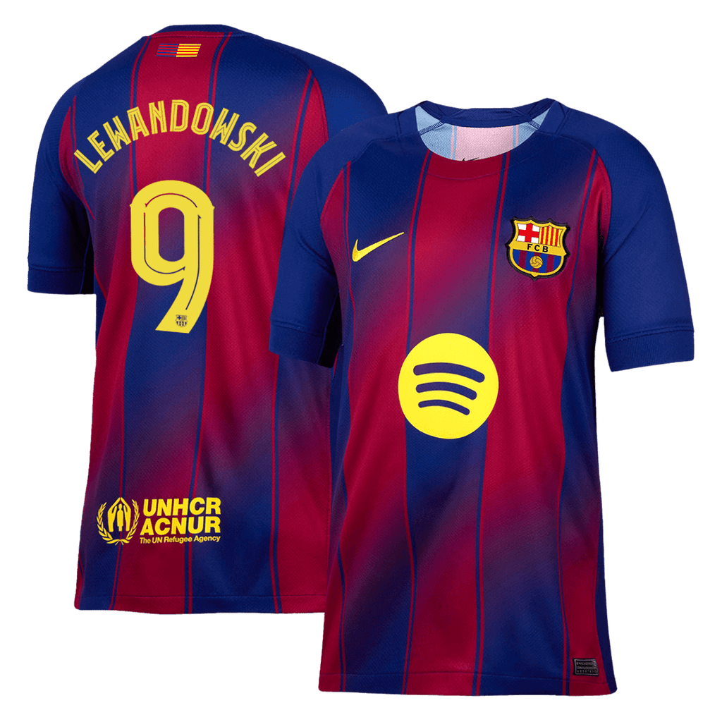 LEWANDOWSKI #9 Barcelona Home Football Shirt 2025/26 Red&Blue - UCL