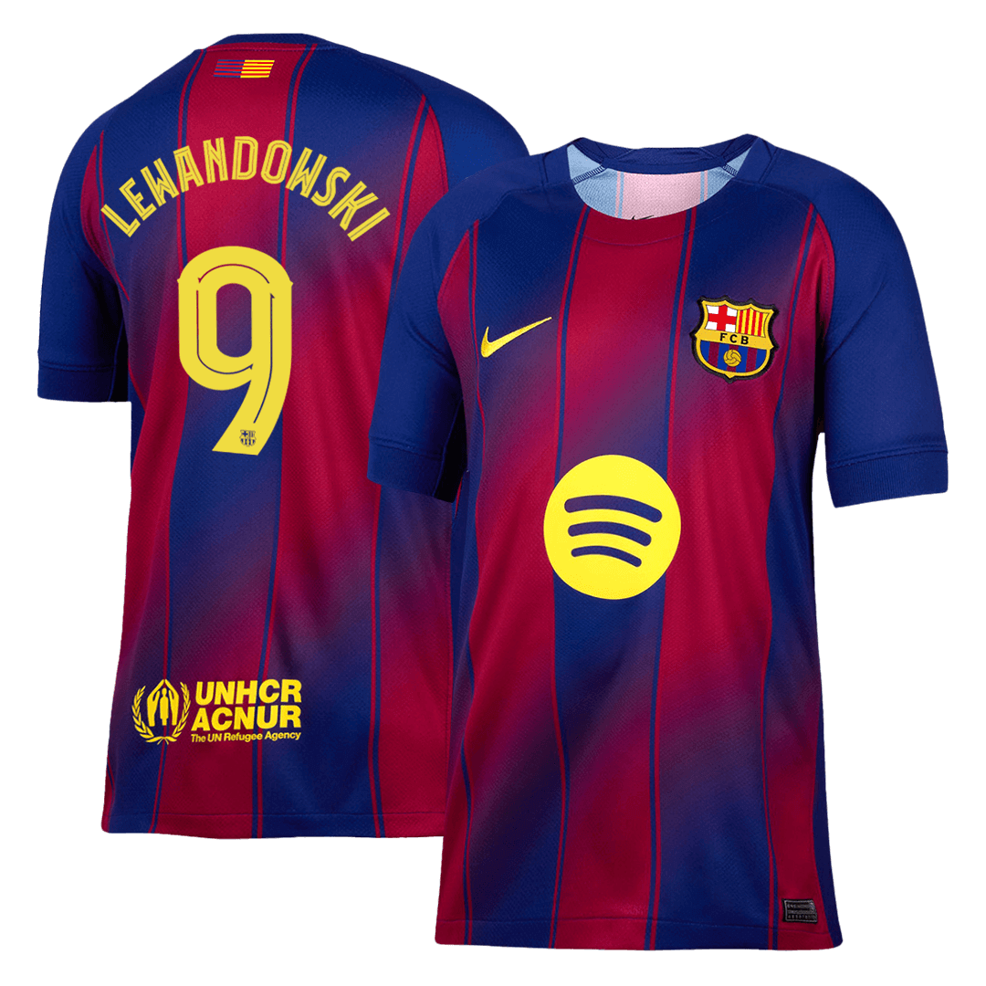 LEWANDOWSKI #9 Barcelona Home Football Shirt 2025/26 Red&Blue - UCL