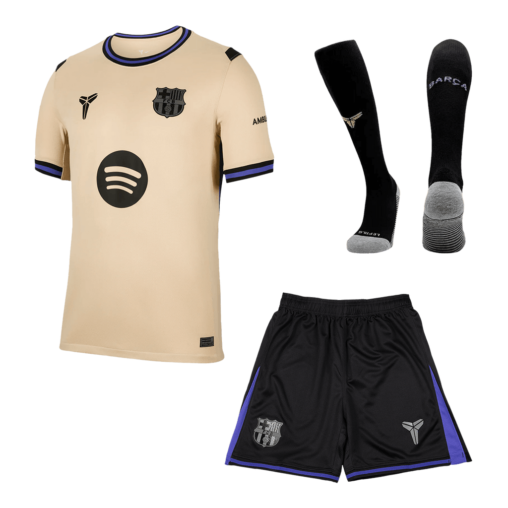 Barcelona Away Football Shirt Kit(Jersey+Shorts+Socks) 2025/26 Yellow&Black