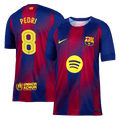PEDRI #8 Barcelona Home Football Shirt 2025/26 Red&Blue - UCL