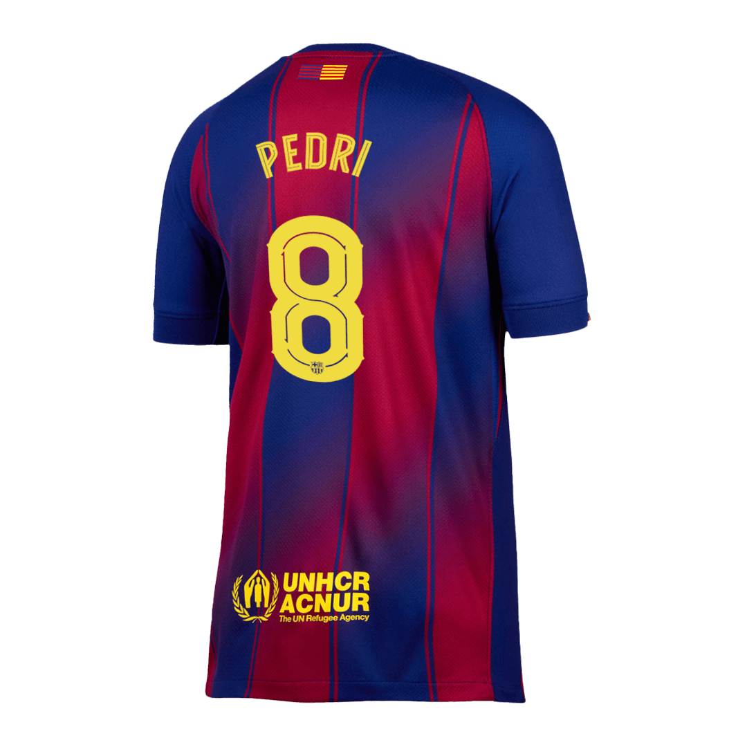 PEDRI #8 Barcelona Home Football Shirt 2025/26 Red&Blue - UCL