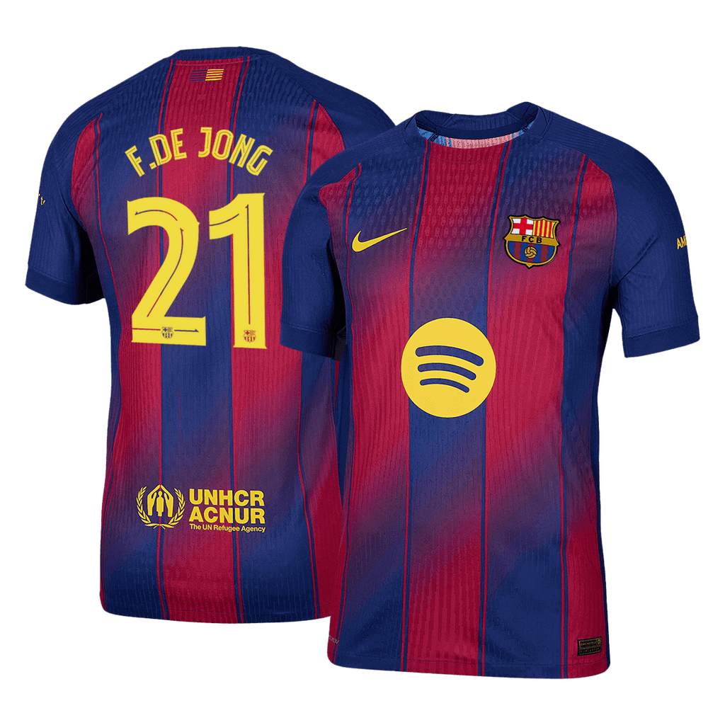 Player Version F.DE JONG #21 Barcelona Home Football Shirt 2025/26 Red&Blue - UCL