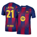 Player Version F.DE JONG #21 Barcelona Home Football Shirt 2025/26 Red&Blue - UCL