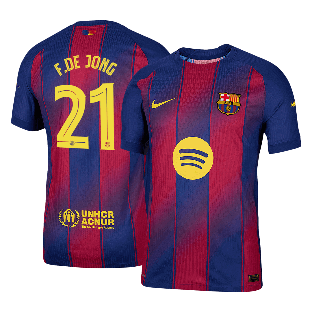 Player Version F.DE JONG #21 Barcelona Home Football Shirt 2025/26 Red&Blue - UCL