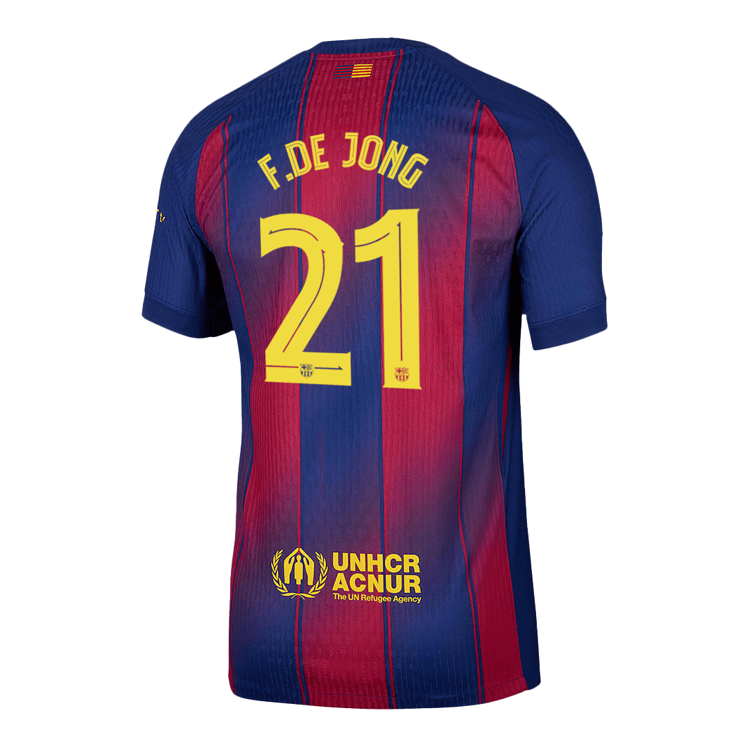 Player Version F.DE JONG #21 Barcelona Home Football Shirt 2025/26 Red&Blue - UCL