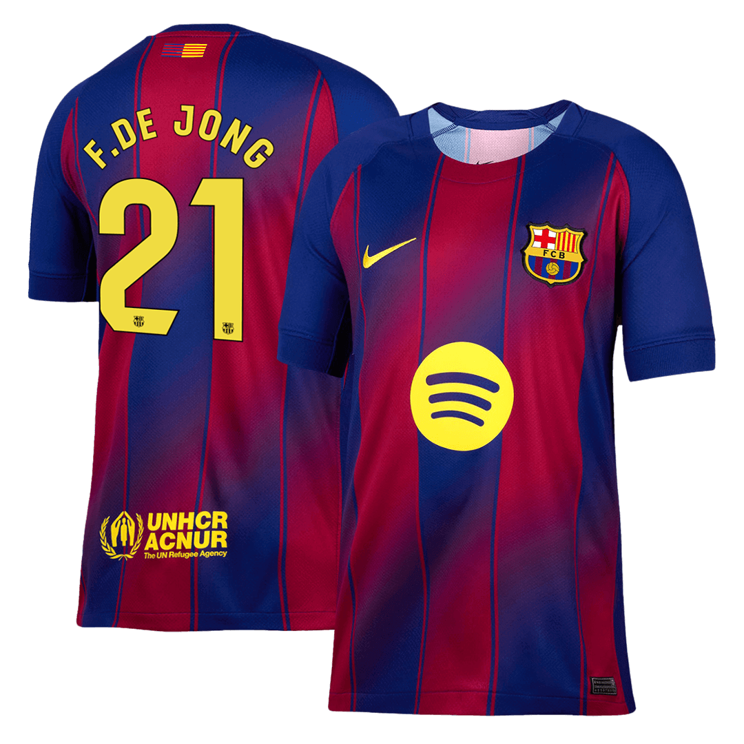 F.DE JONG #21 Barcelona Home Football Shirt 2025/26 Red&Blue