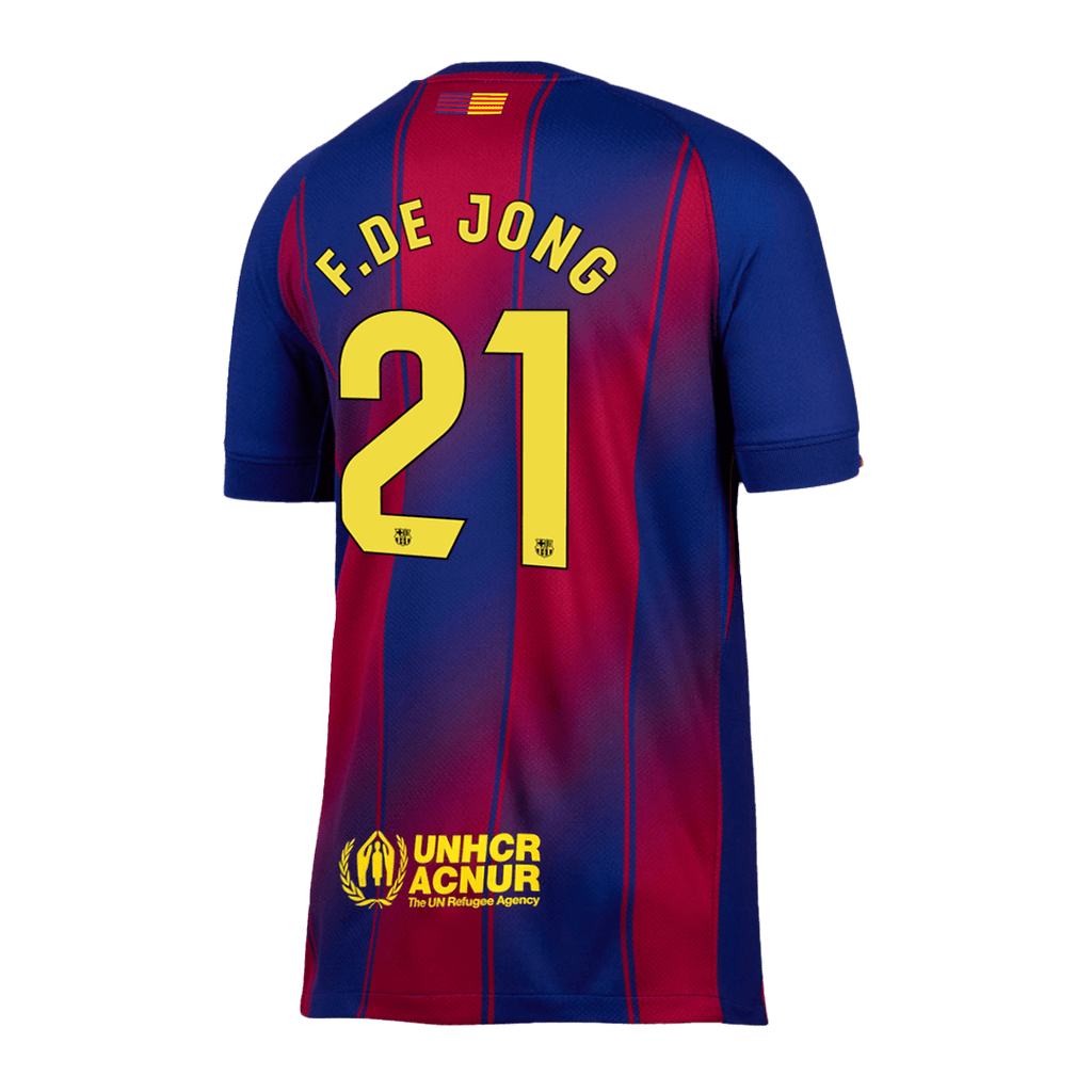F.DE JONG #21 Barcelona Home Football Shirt 2025/26 Red&Blue