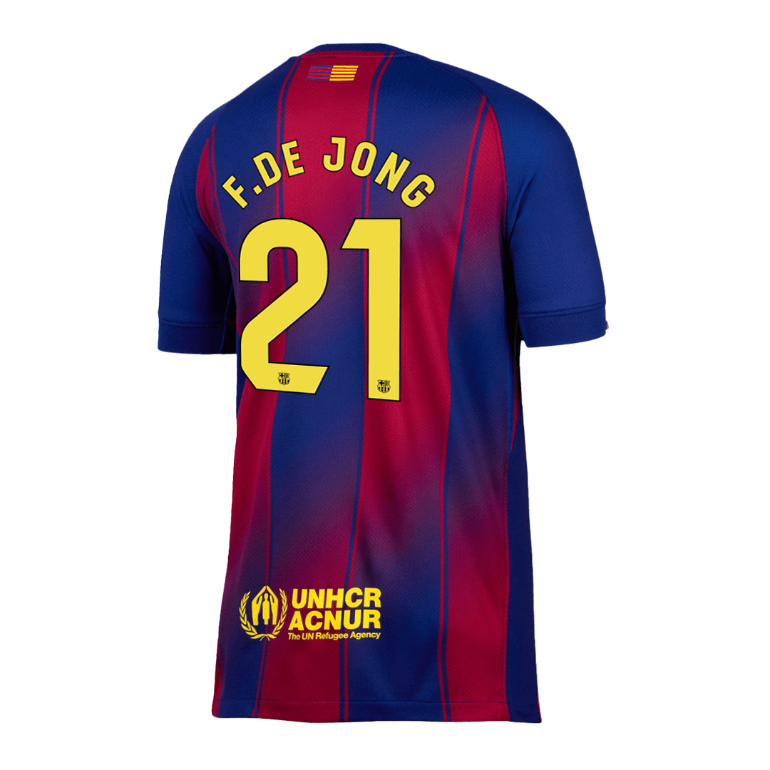 F.DE JONG #21 Barcelona Home Football Shirt 2025/26 Red&Blue