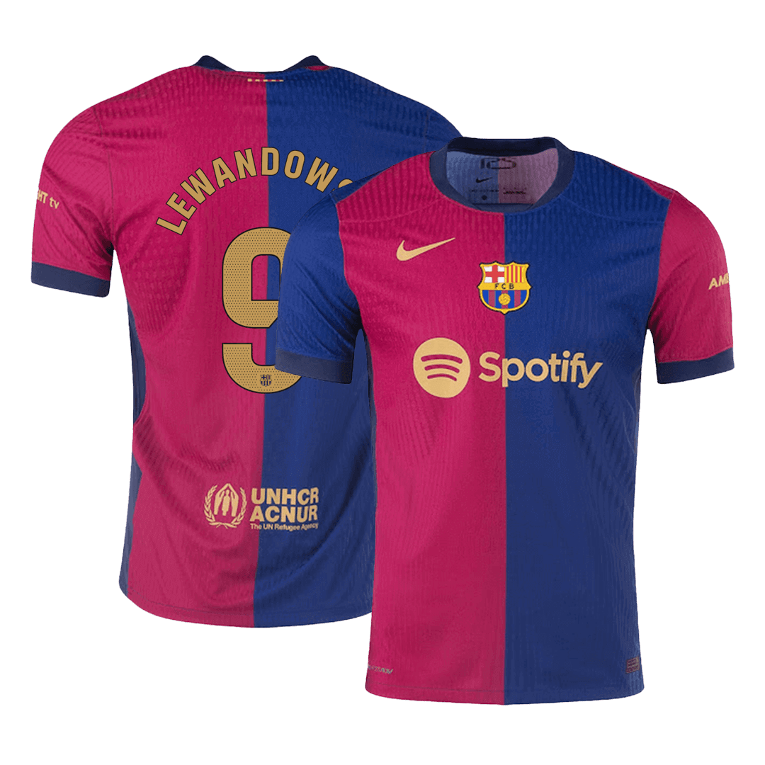 Player Version LEWANDOWSKI #9 Barcelona Home Football Shirt 2024/25- - old sponsor