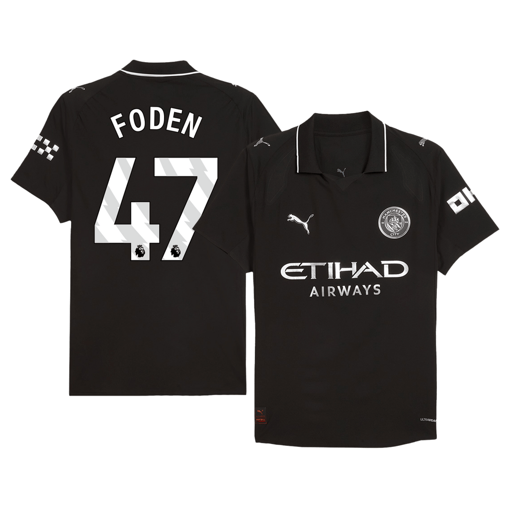 Player Version FODEN #47 Manchester City Away Football Shirt 2025/26 Black