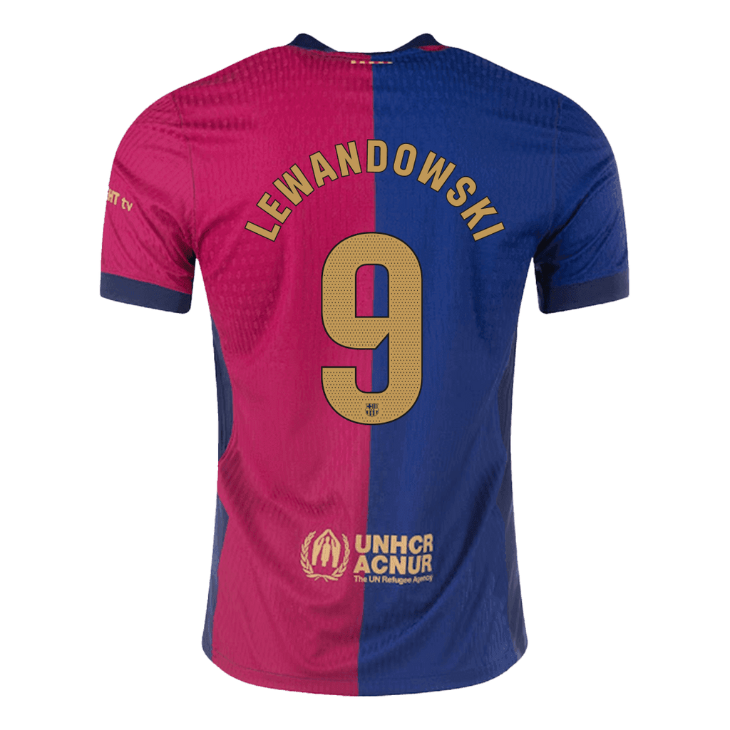 Player Version LEWANDOWSKI #9 Barcelona Home Football Shirt 2024/25- - old sponsor
