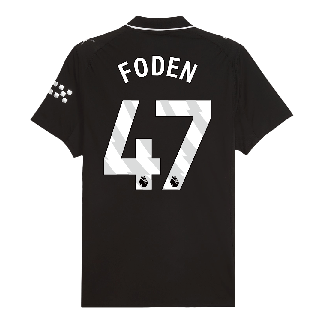 Player Version FODEN #47 Manchester City Away Football Shirt 2025/26 Black