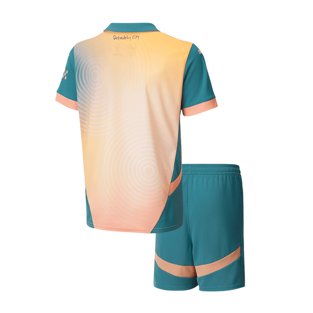 Kid's Manchester City Fourth Away 'Definitely City' Football Shirt Kit (Shirt+Shorts) 2024/25