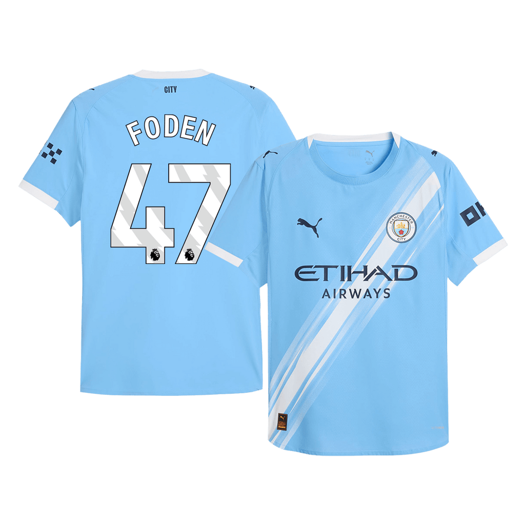 Player Version FODEN #47 Manchester City Home Football Shirt 2025/26 Blue