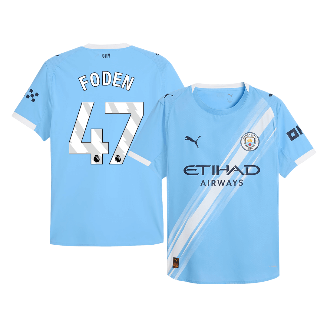 Player Version FODEN #47 Manchester City Home Football Shirt 2025/26 Blue