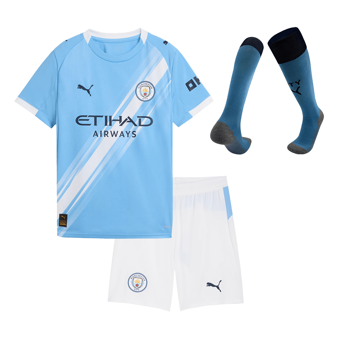 Kid's Manchester City Home Football Shirt Kit(Jersey+Shorts+Socks) 2025/26 Blue