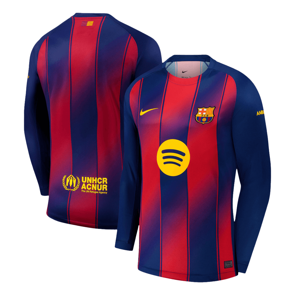 25/26 Barcelona Home Long Sleeve Football Shirt Red&Blue