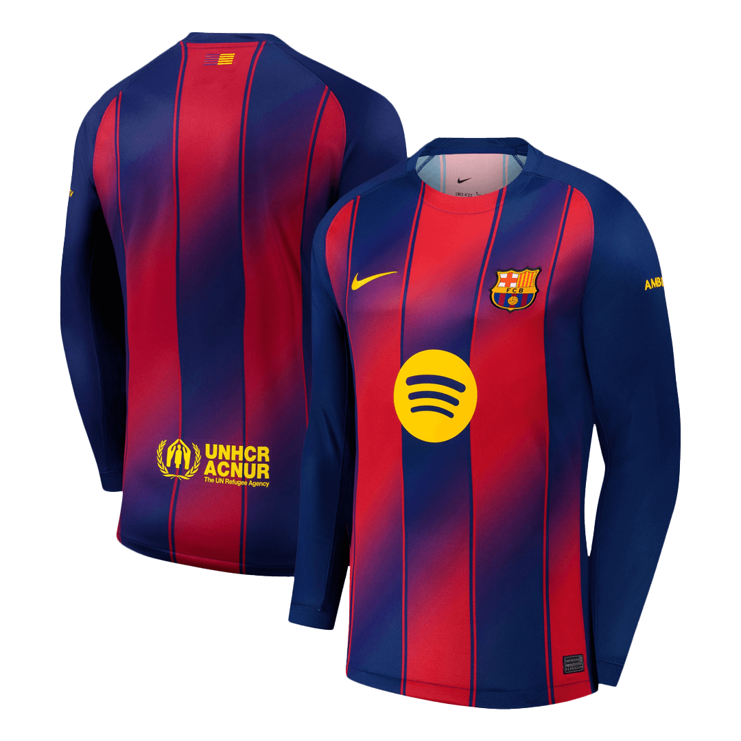 25/26 Barcelona Home Long Sleeve Football Shirt Red&Blue