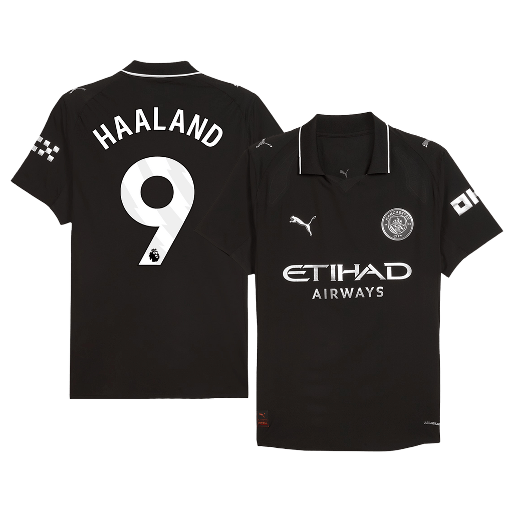 Player Version HAALAND #9 Manchester City Away Football Shirt 2025/26 Black