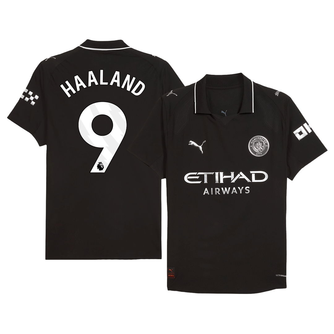 Player Version HAALAND #9 Manchester City Away Football Shirt 2025/26 Black