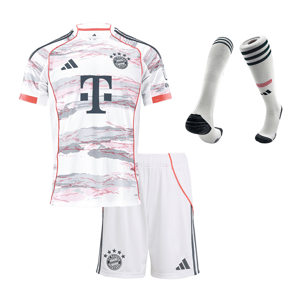 Kid's Bayern Munich Away Football Shirt Kit(Jersey+Shorts+Socks) 2025/26 White