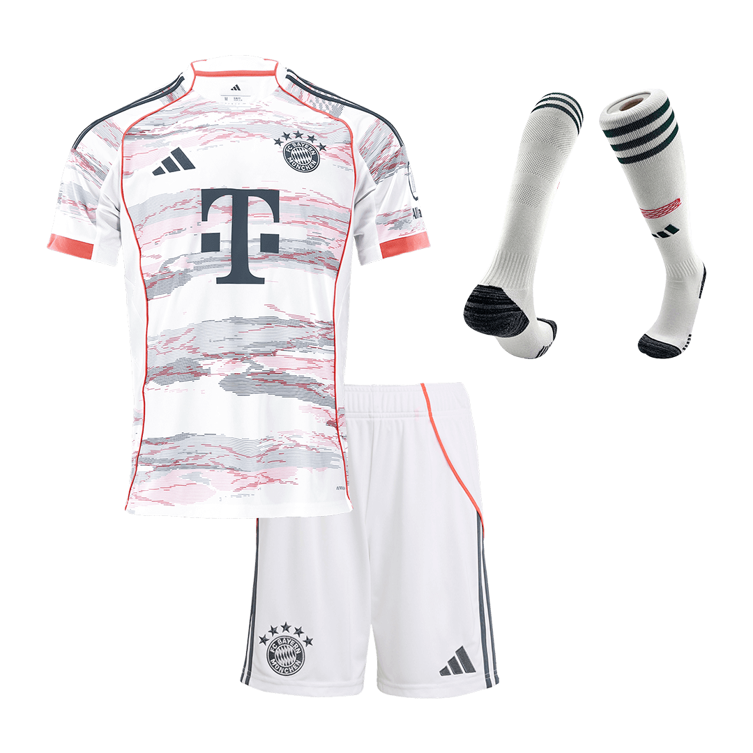 Kid's Bayern Munich Away Football Shirt Kit(Jersey+Shorts+Socks) 2025/26 White