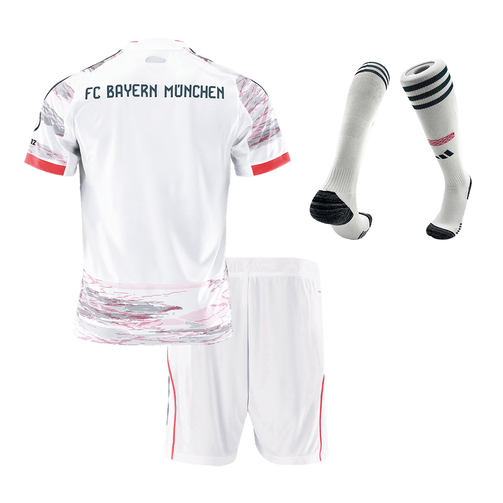 Kid's Bayern Munich Away Football Shirt Kit(Jersey+Shorts+Socks) 2025/26 White
