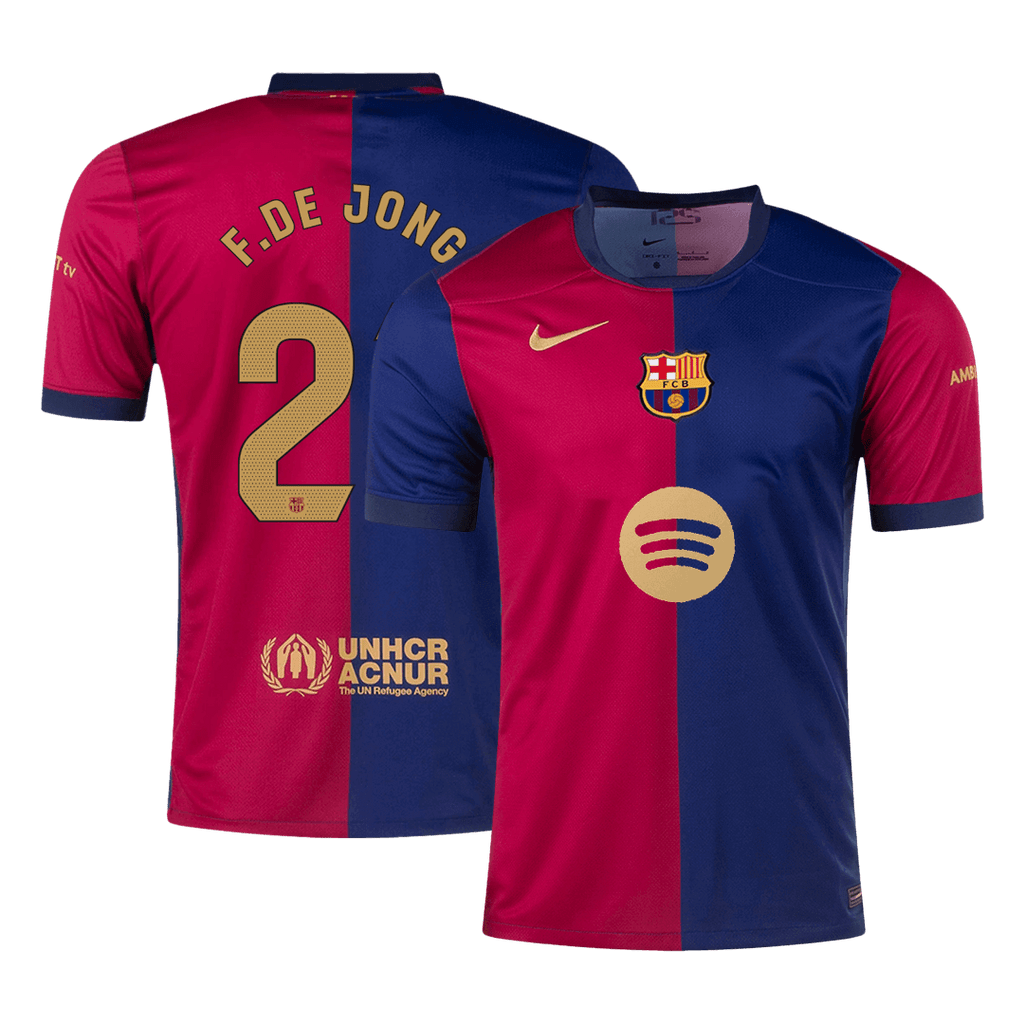F.DE JONG #21 Barcelona Home Football Shirt 2024/25 - Spotify Logo Without Text