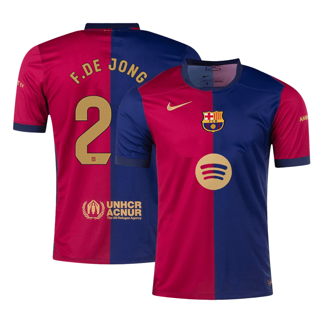 F.DE JONG #21 Barcelona Home Football Shirt 2024/25 - Spotify Logo Without Text